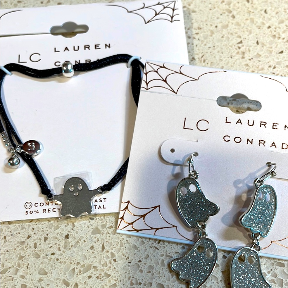 Nwt Lauren Conrad Silver Ghost Bracelet Earrings Set 25$